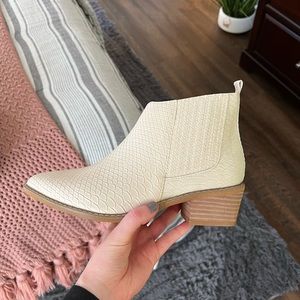White Textured Ankle Boots